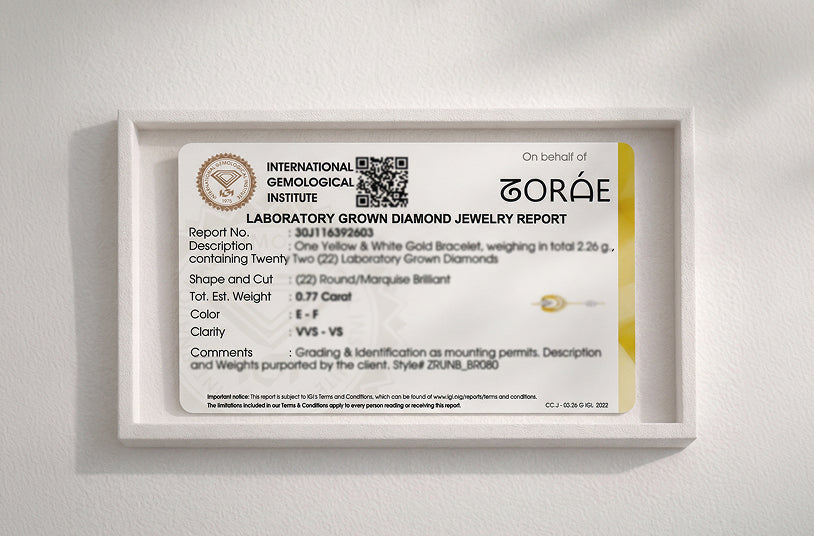 IGI certificate and ZORÁE diamond