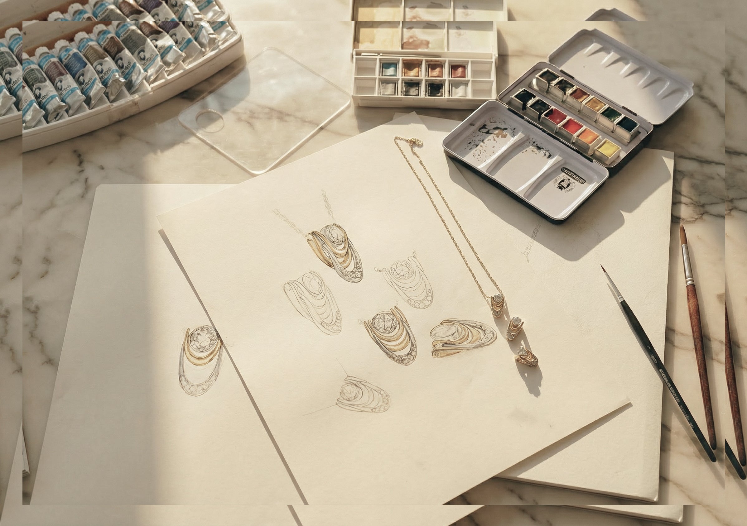 Model wearing jewelry in Dubai skyline