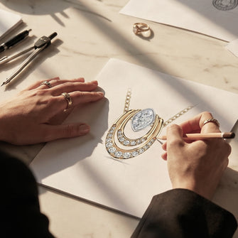 Model wearing jewelry in Dubai skyline