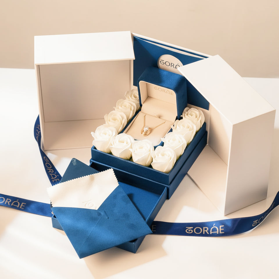 Model wearing jewelry in Dubai skyline