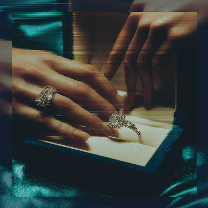 Model wearing jewelry in Dubai skyline