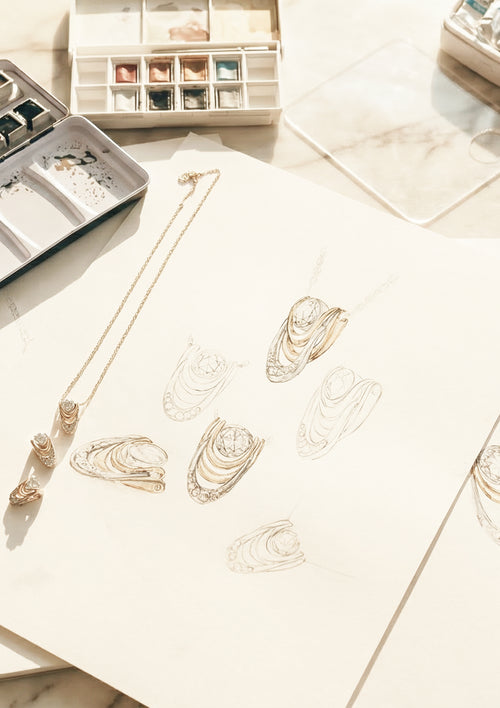 Model wearing jewelry in Dubai skyline